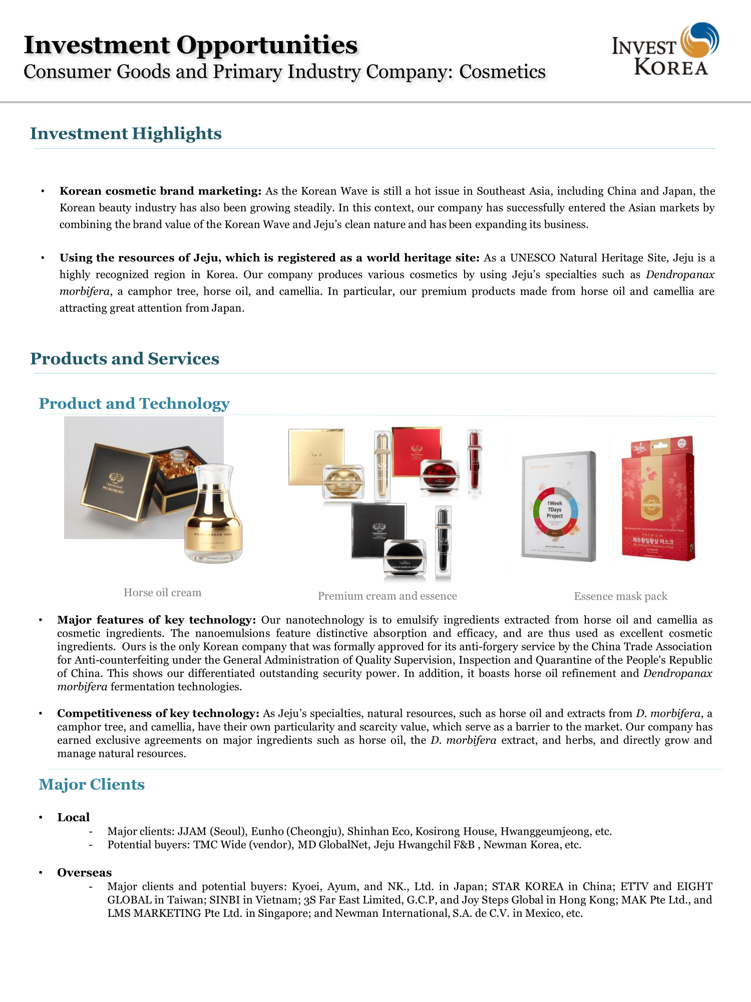 Consumer Goods and Primary Industry Company: Cosmetics