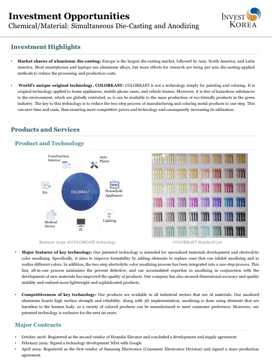 Chemical/Material: Simultaneous Die-Casting and Anodizing