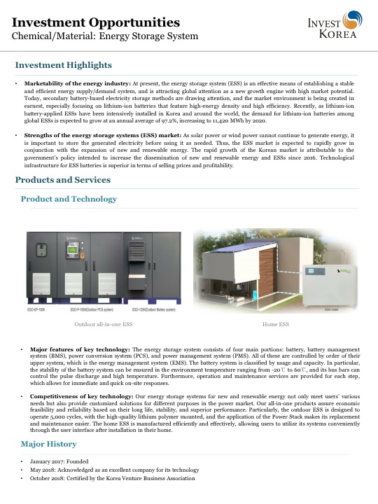 Chemical/Material: Energy Storage System