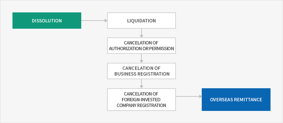 DISSOLUTION, LIQUIDATION, CANCELATION OF AUTHORIZATION OR PERMISSION, CANCELATION OF BUSINESS REGISTRATION, CANCELATION OF FOREIGN-INVESTED COMPANY REGISTRATION, OVERSEAS REMITTANCE
