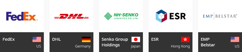 US:FedEx, GERMANY:DHL, JAPAN:NH-SENKO, HONGKONG:ESR, US:EMP BELSTAR